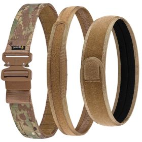 Tactical Belt Molle Belt With Quick Release Buckle Heavy Duty Gun Belt With Anti-slip Pad (Color: CP, size: S)