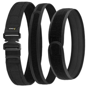 Tactical Belt Molle Belt With Quick Release Buckle Heavy Duty Gun Belt With Anti-slip Pad (Color: Black, size: M)