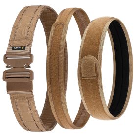 Tactical Belt Molle Belt With Quick Release Buckle Heavy Duty Gun Belt With Anti-slip Pad (Color: Brown, size: M)