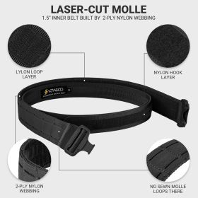 Tactical Belt Molle Belt With Quick Release Buckle Heavy Duty Gun Belt With Anti-slip Pad (Color: Black, size: S)